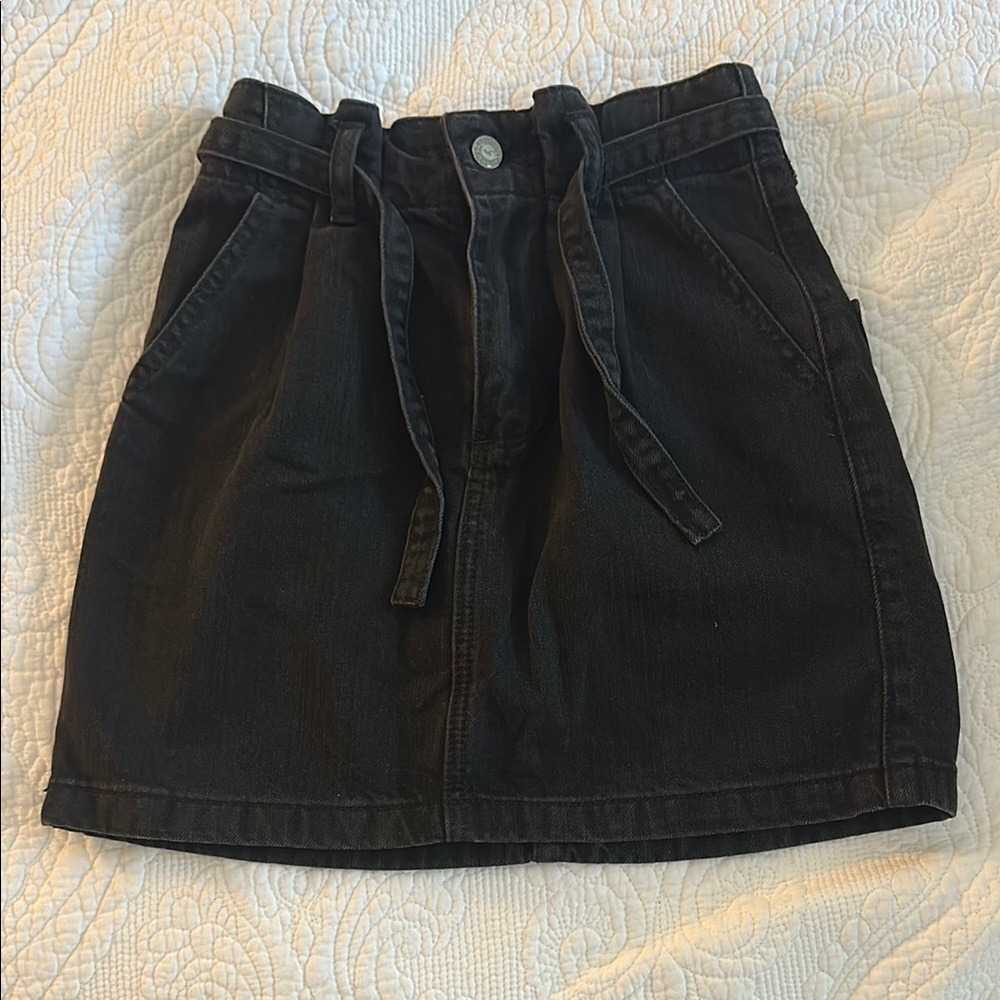Hollister Ultra High Rise Black Denim Mini Skirt